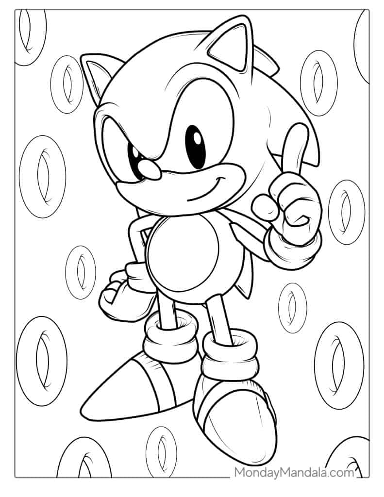 Baby Sonic With Rings To Color