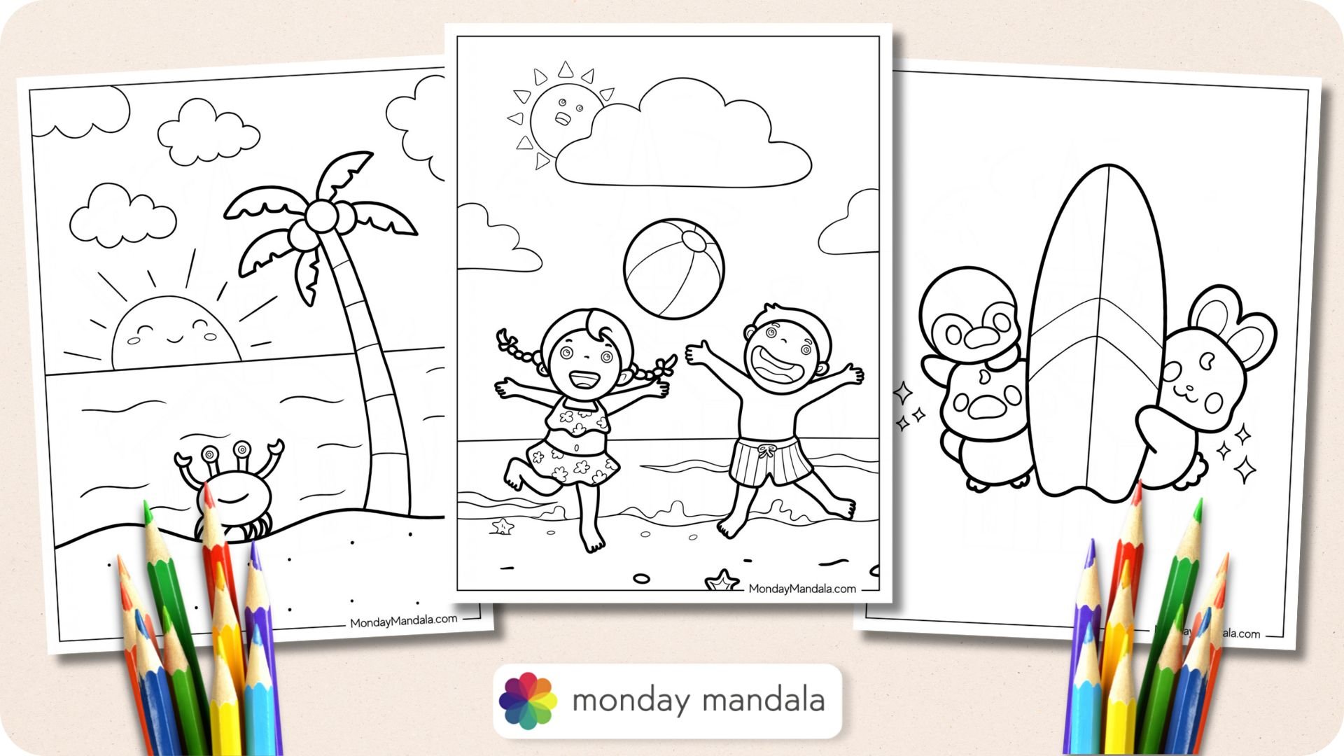 Beach Coloring Pages Featured Image