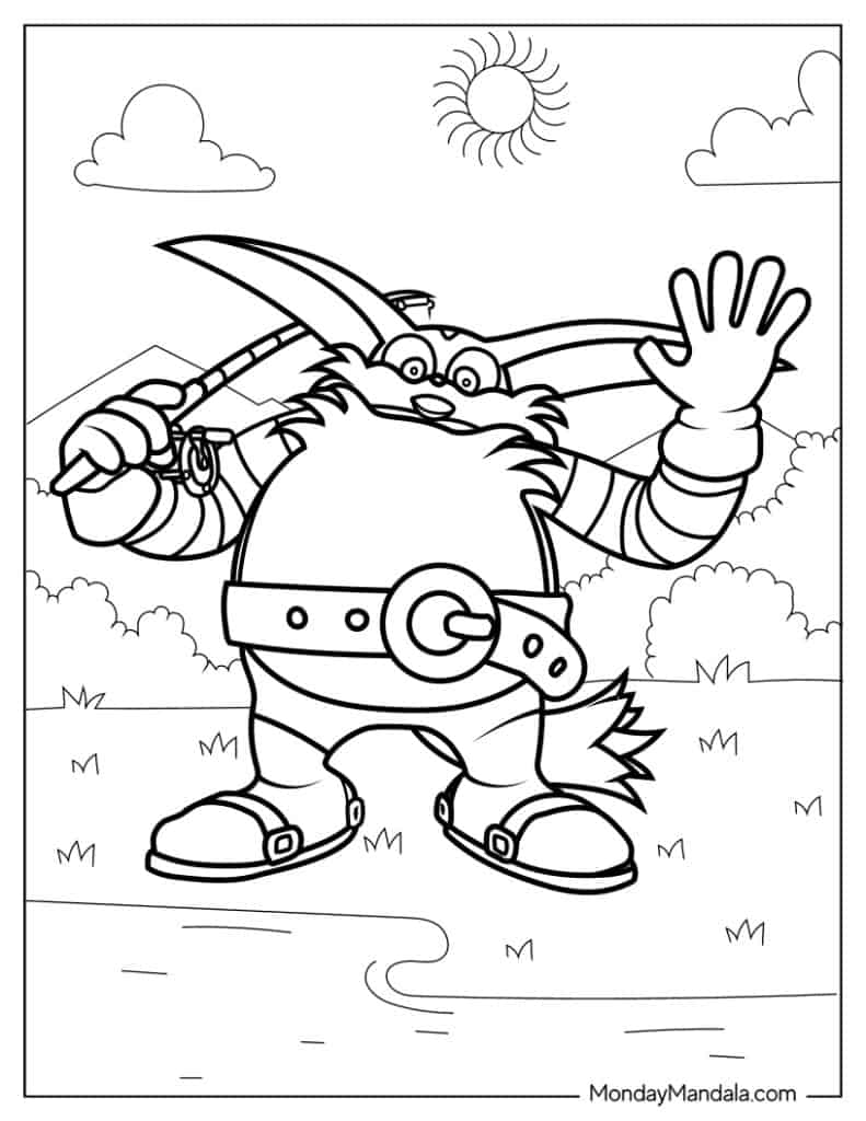 Big the Cat Waving Coloring In