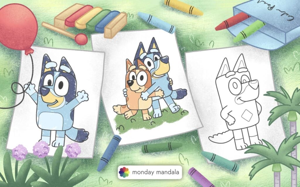 bluey coloring pages feature image