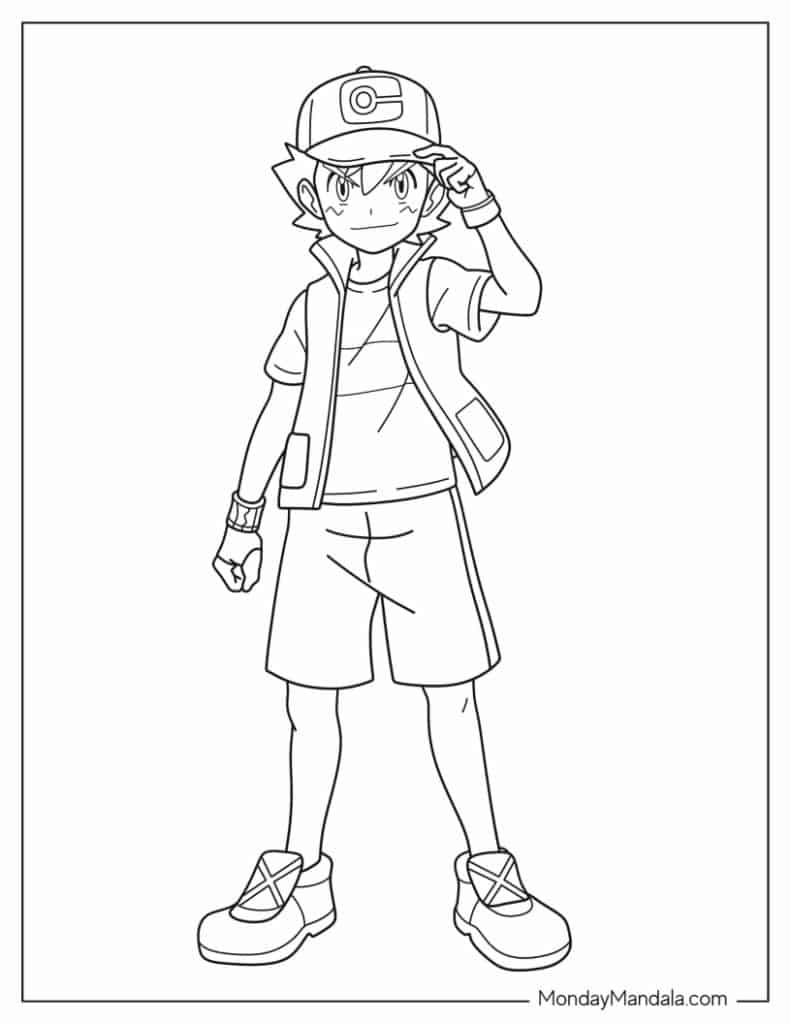 Coloring Page Of Ash From Pokemon