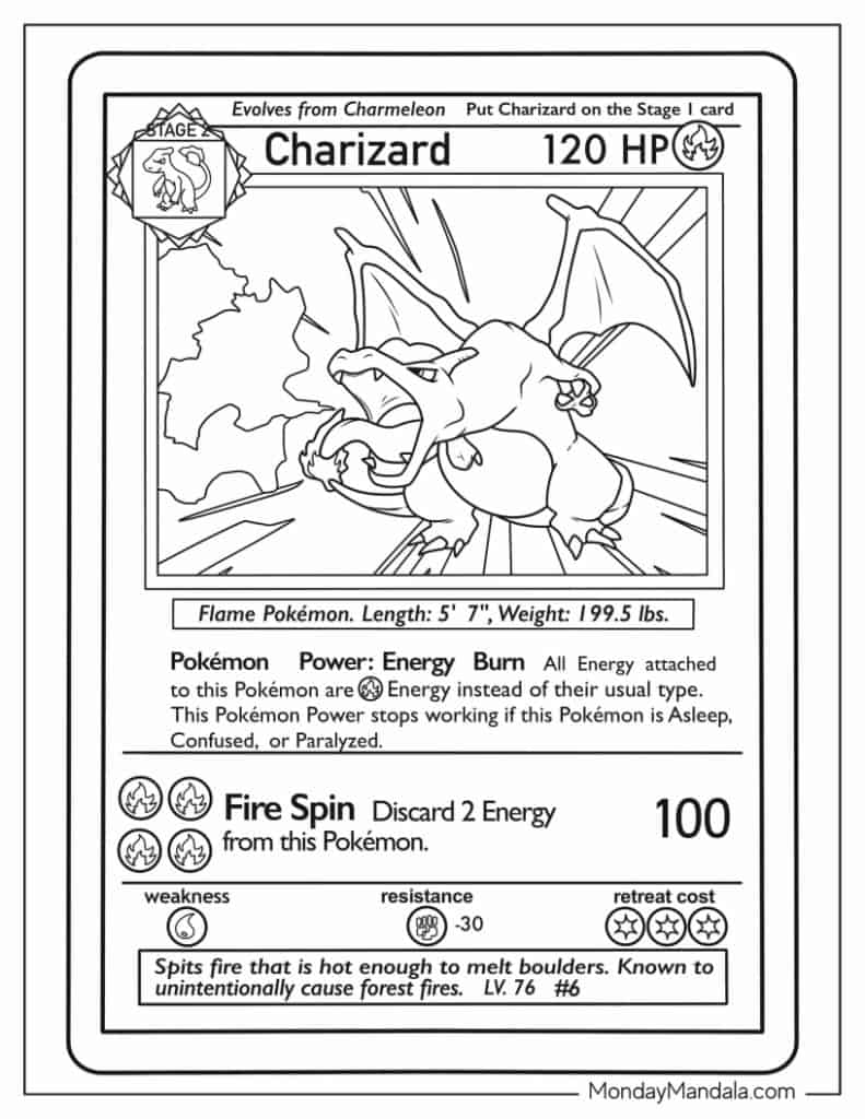 Coloring Page Of Charizard Pokemon Card