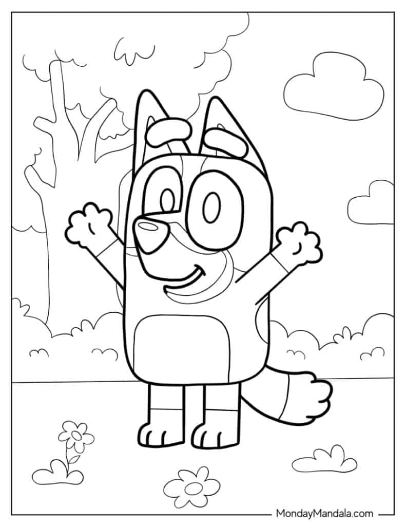 Coloring Sheet Of Bingo With Arms Up