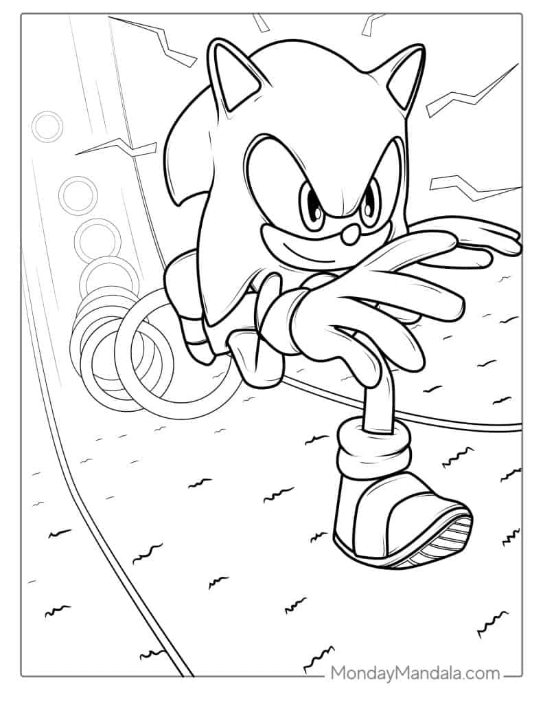 Coloring Sheet Of Sonic Running