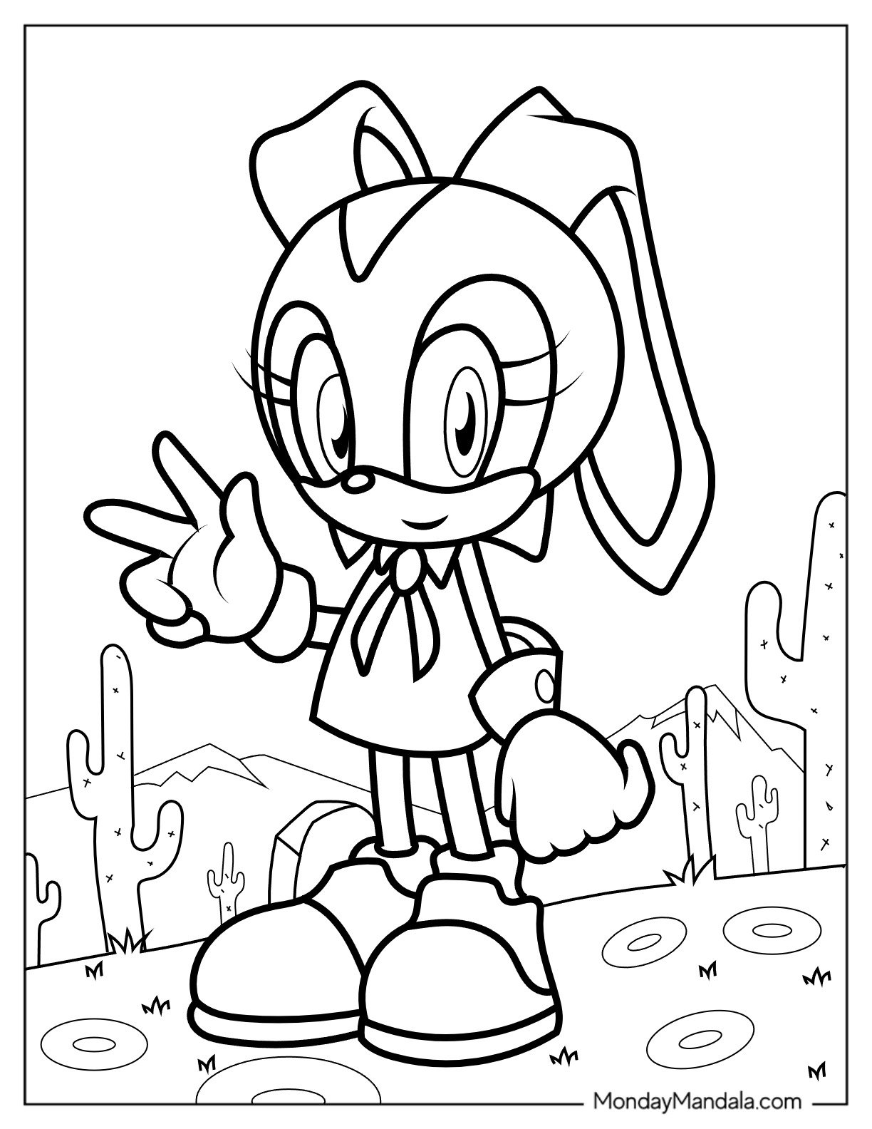 Cream the Rabbit In The Desert Coloring Sheet