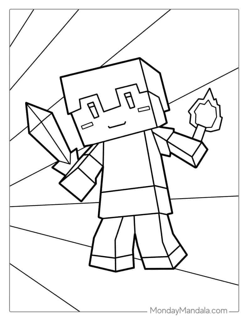 Cute Kawaii Minecraft Coloring For Preschoolers