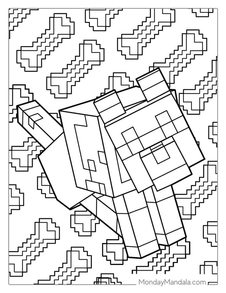 Cute Minecraft Dog Coloring Sheet