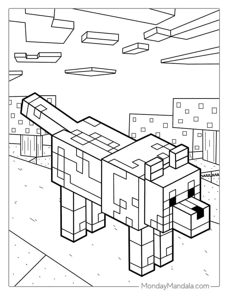 Detailed Coloring Page Of Minecraft Dog