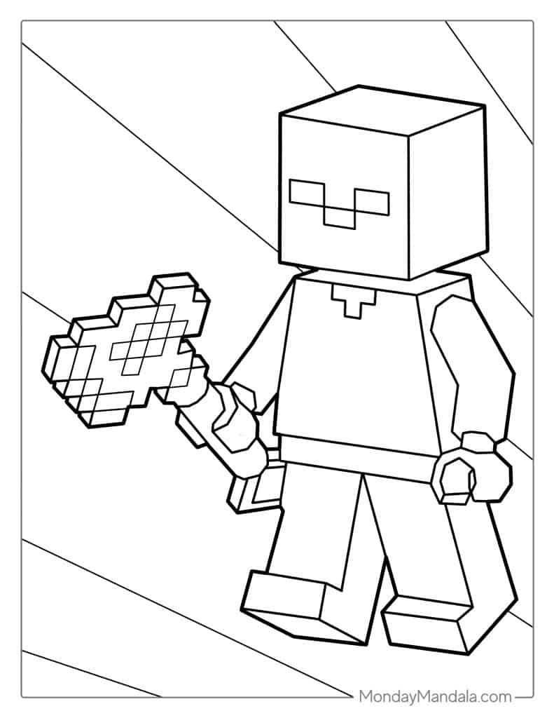 Easy Outline Of Lego Minecraft Steve Coloring