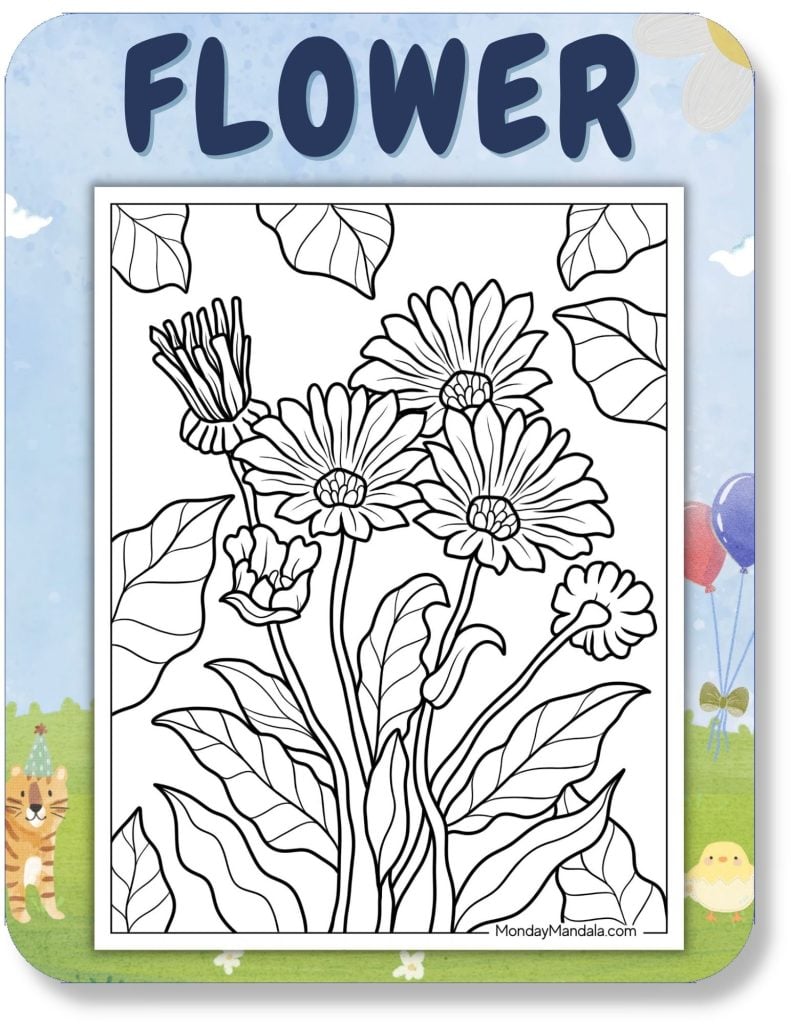 Flower Coloring Pages For Kids v2