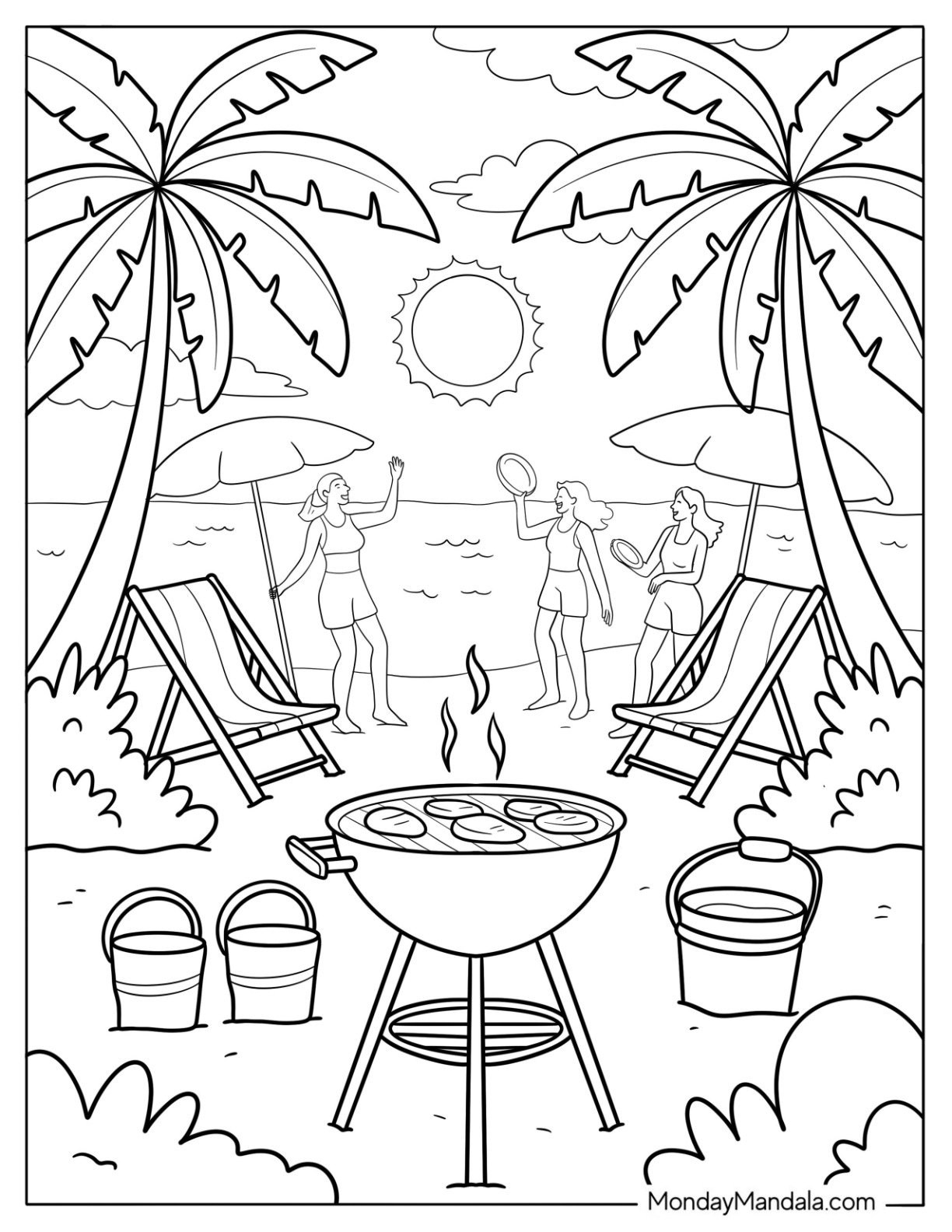 Friends Dancing and Grilling Meat in the Beach