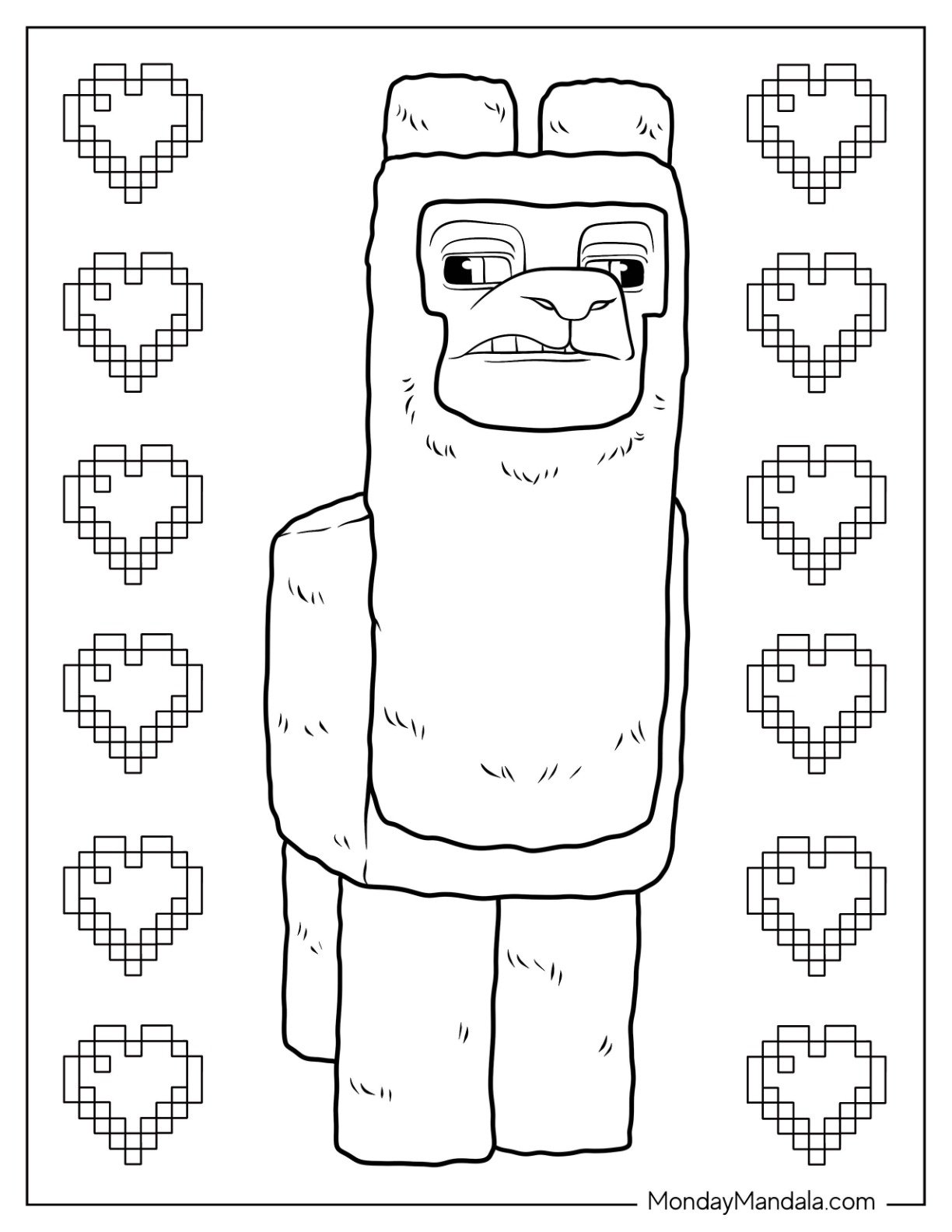 Grumpy Minecraft Coloring Page Of Movie Llama