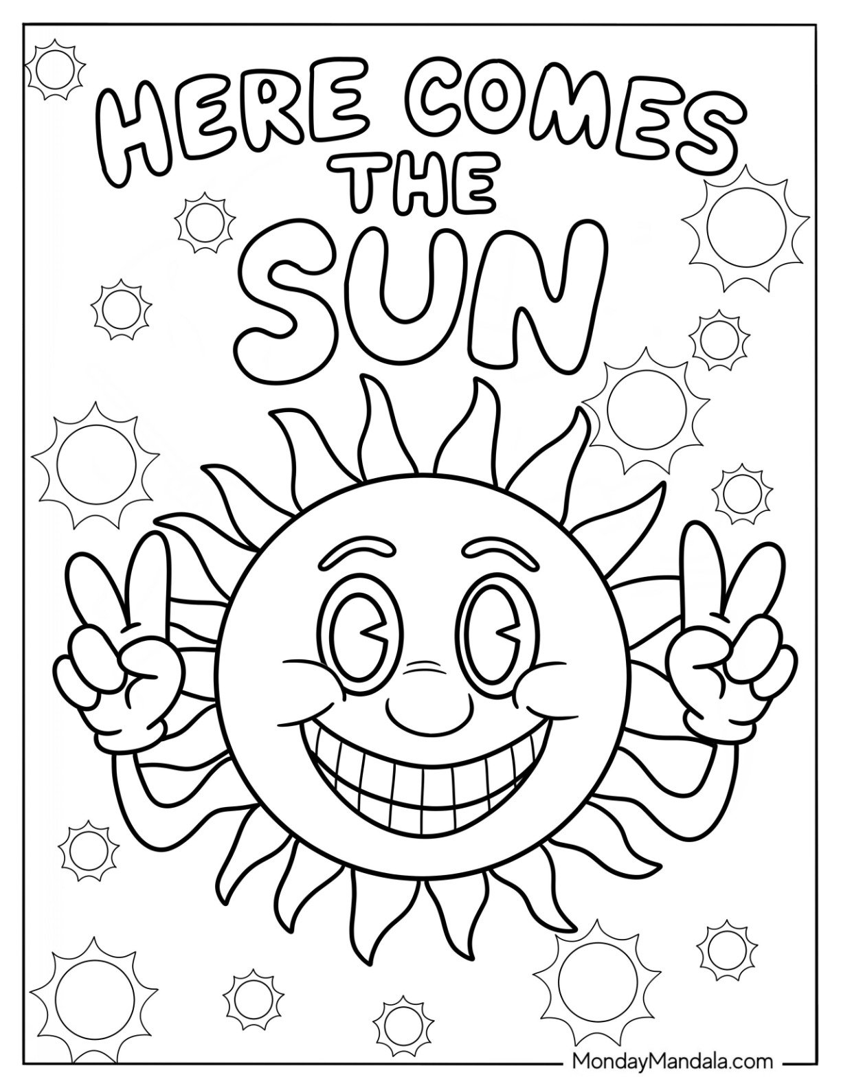 Here Comes The Sun Summer Coloring Page