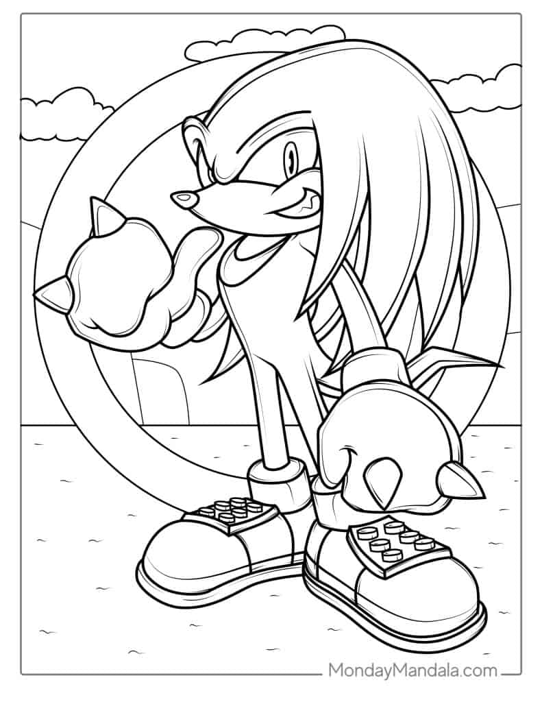 Knuckles From Sonic Coloring Sheet