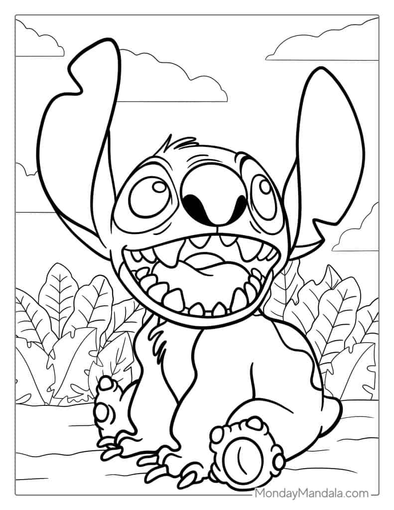 Laughing Stitch Coloring Sheet For Kids
