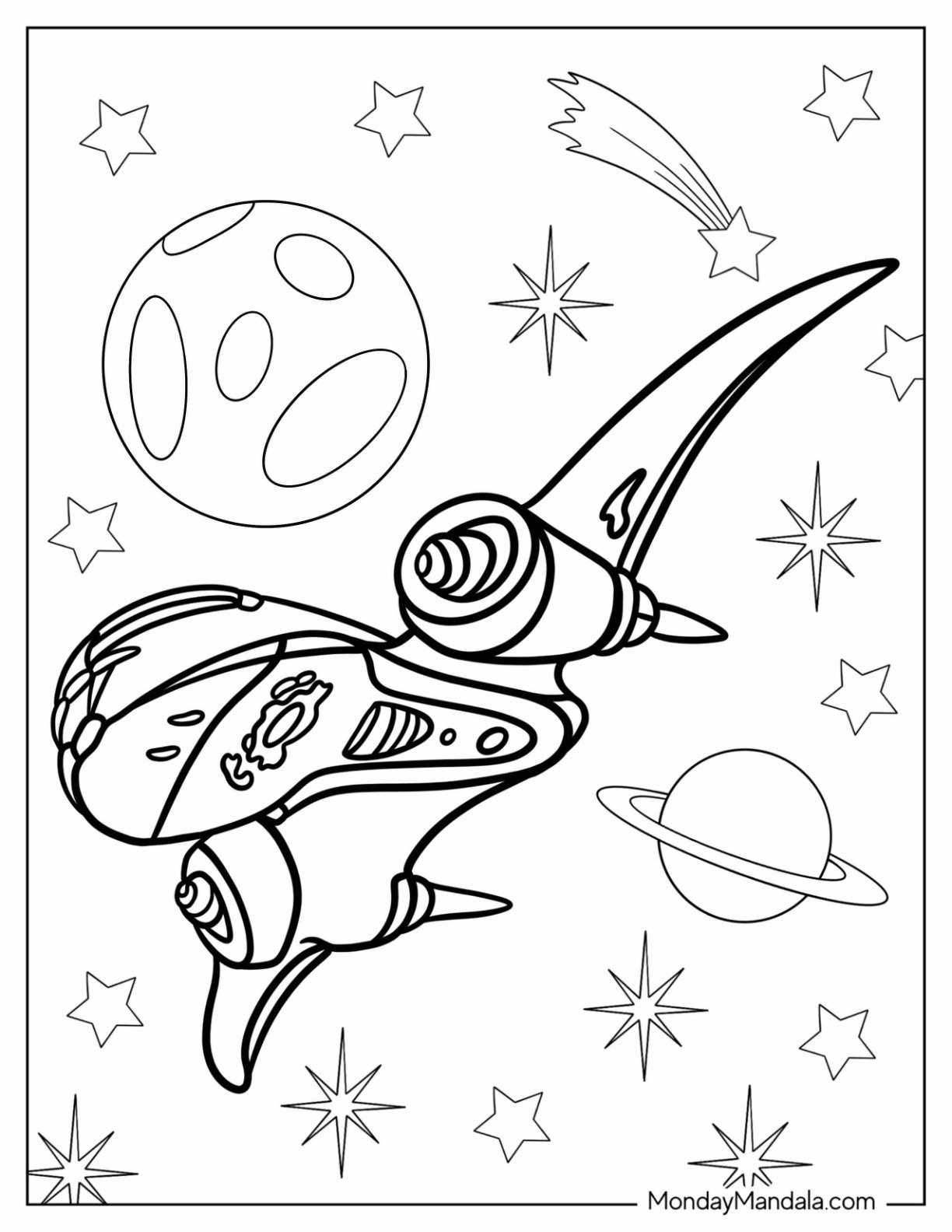 Lilo & Stitch Coloring Page Of Alien Spaceship In Outer Space