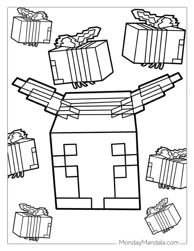 Minecraft Bee Coloring Page