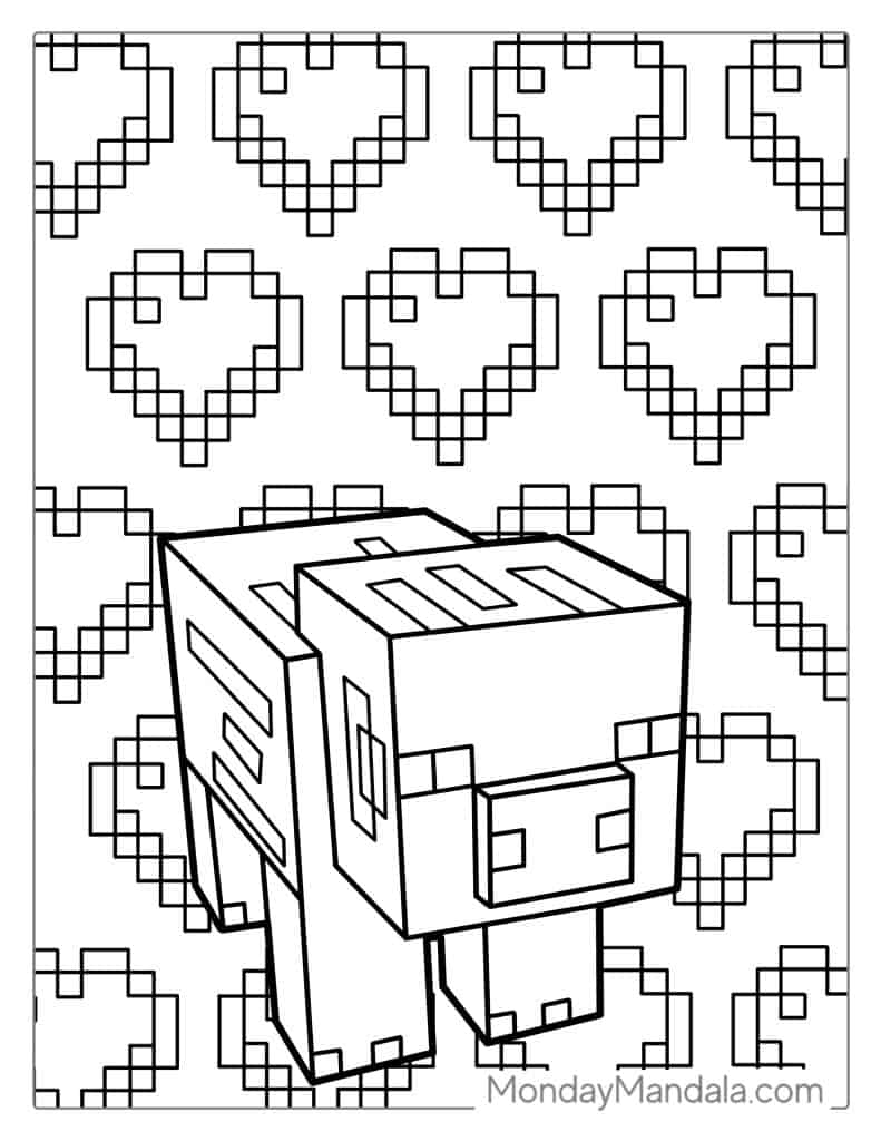 Minecraft Pig Coloring Sheet For Kids