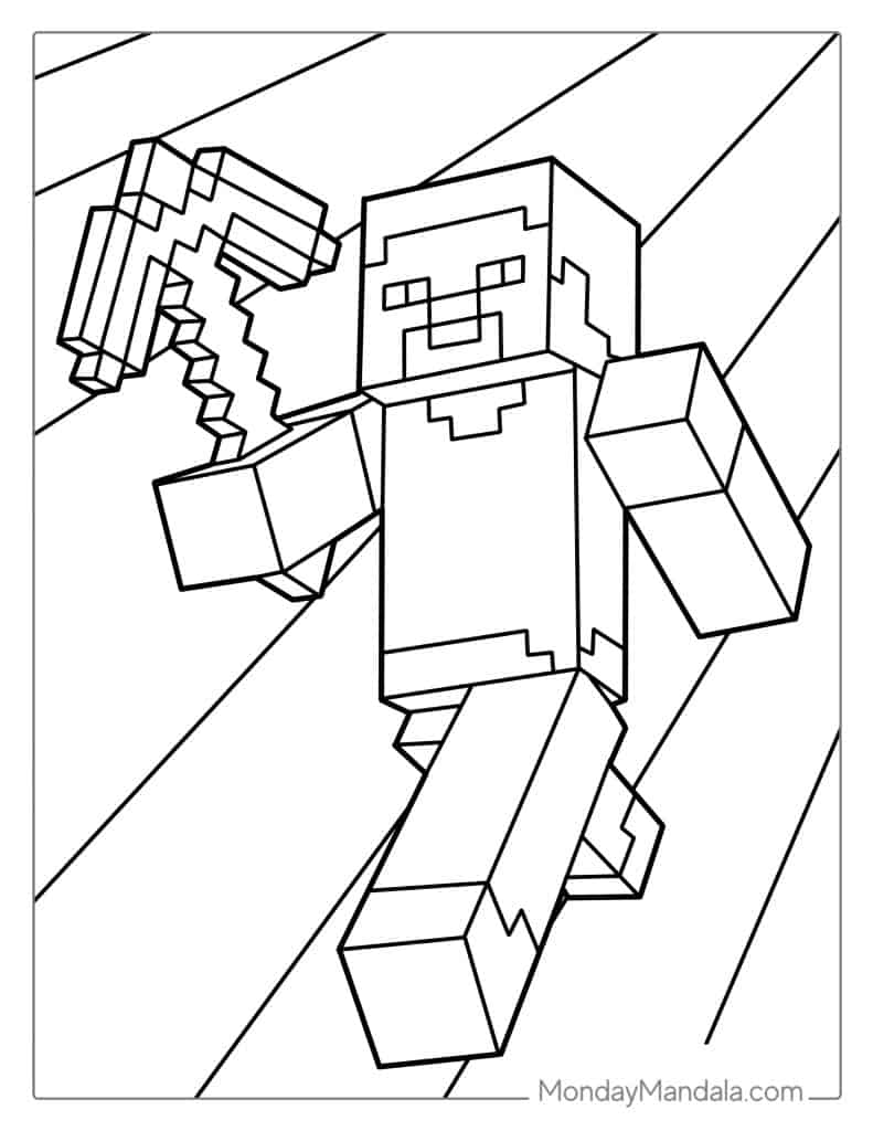 Minecraft Steve Coloring Page For Kids