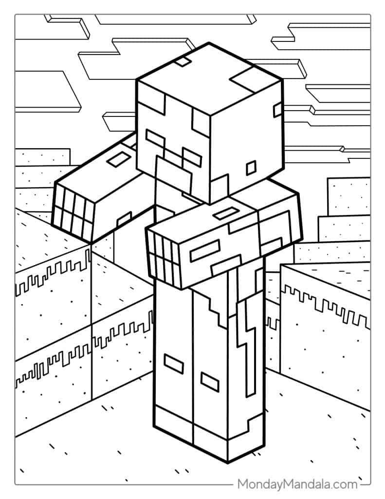 Minecraft Zombie Coloring Page