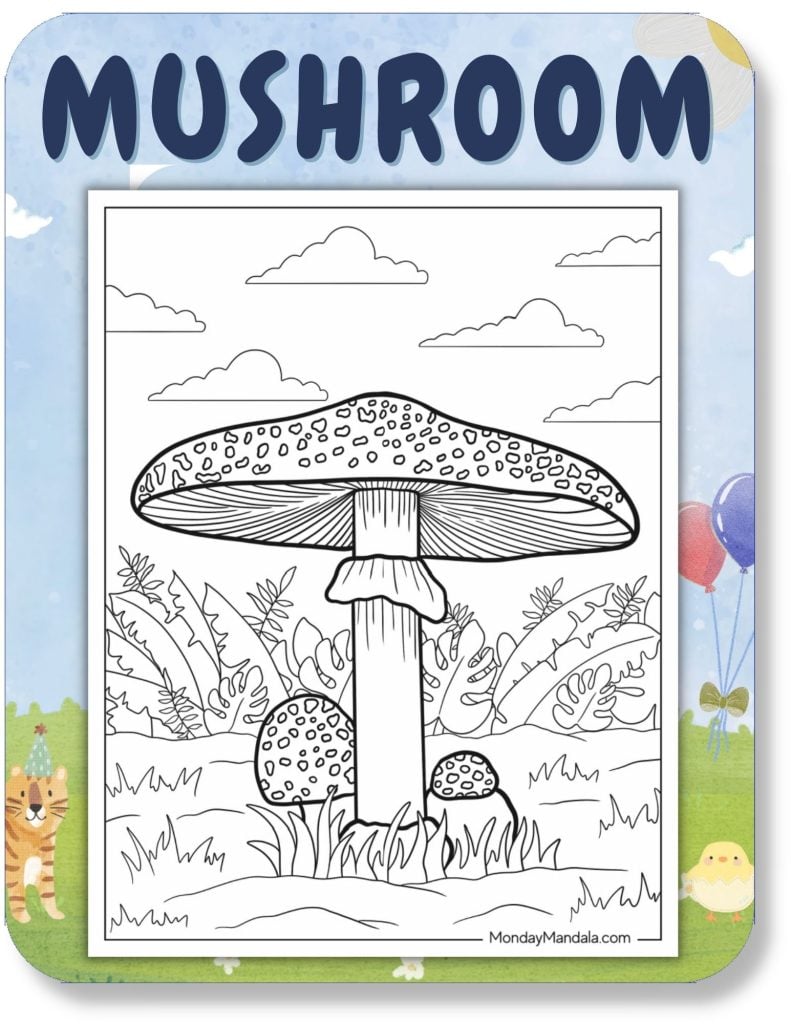 Mushroom Coloring Pages For Kids v2