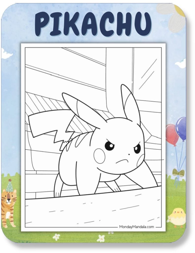 Pikachu Coloring Pages For Kids v2
