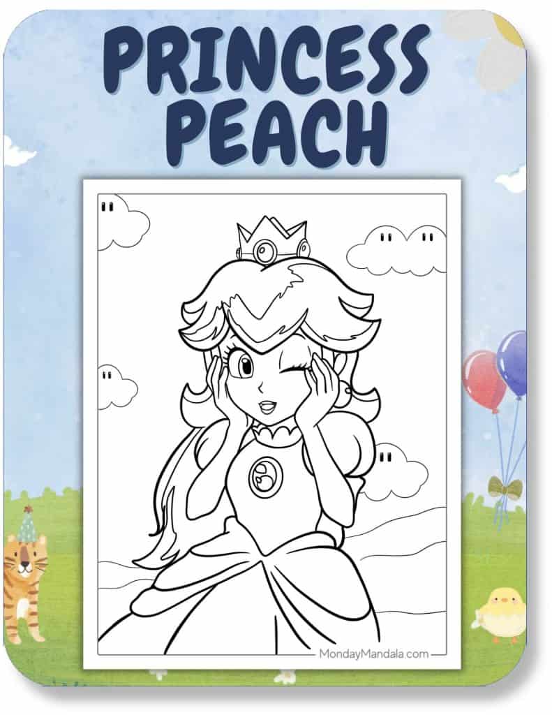 Princess Peach Coloring Pages For Kids