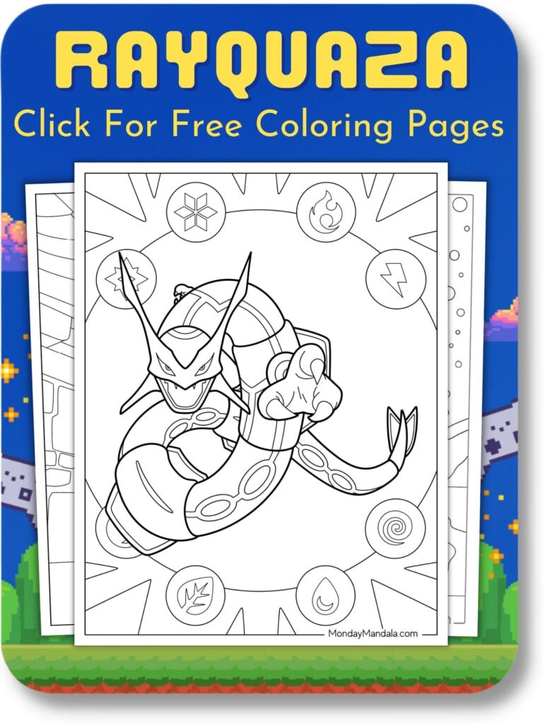 Rayquaza Coloring Pages For Video Game_