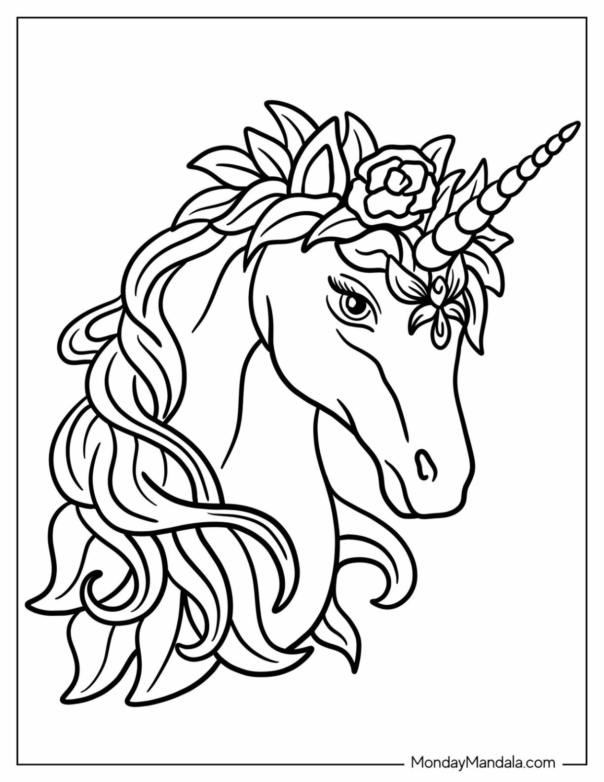 Regal Unicorn Coloring Page Wearing Jewels