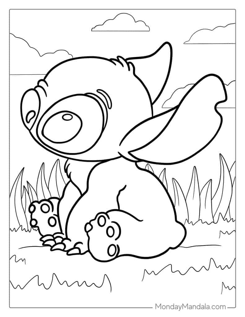 Simple Outline Of Baby Stitch To Color For Kids