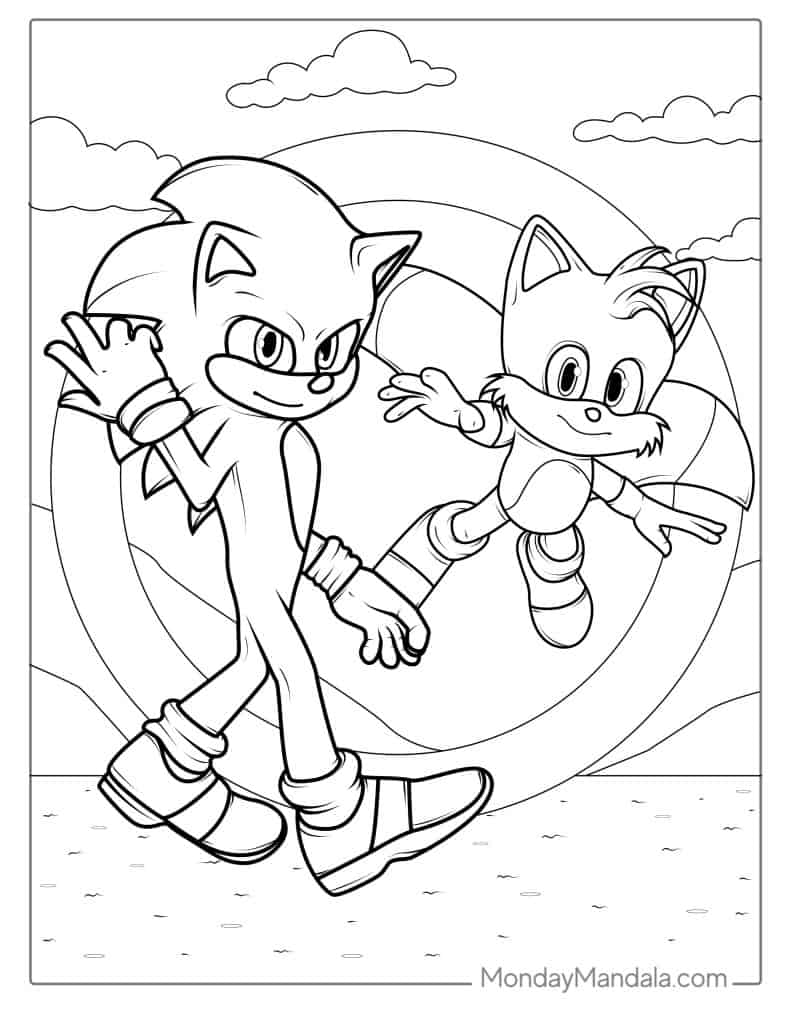 Sonic And Tails Coloring Sheet
