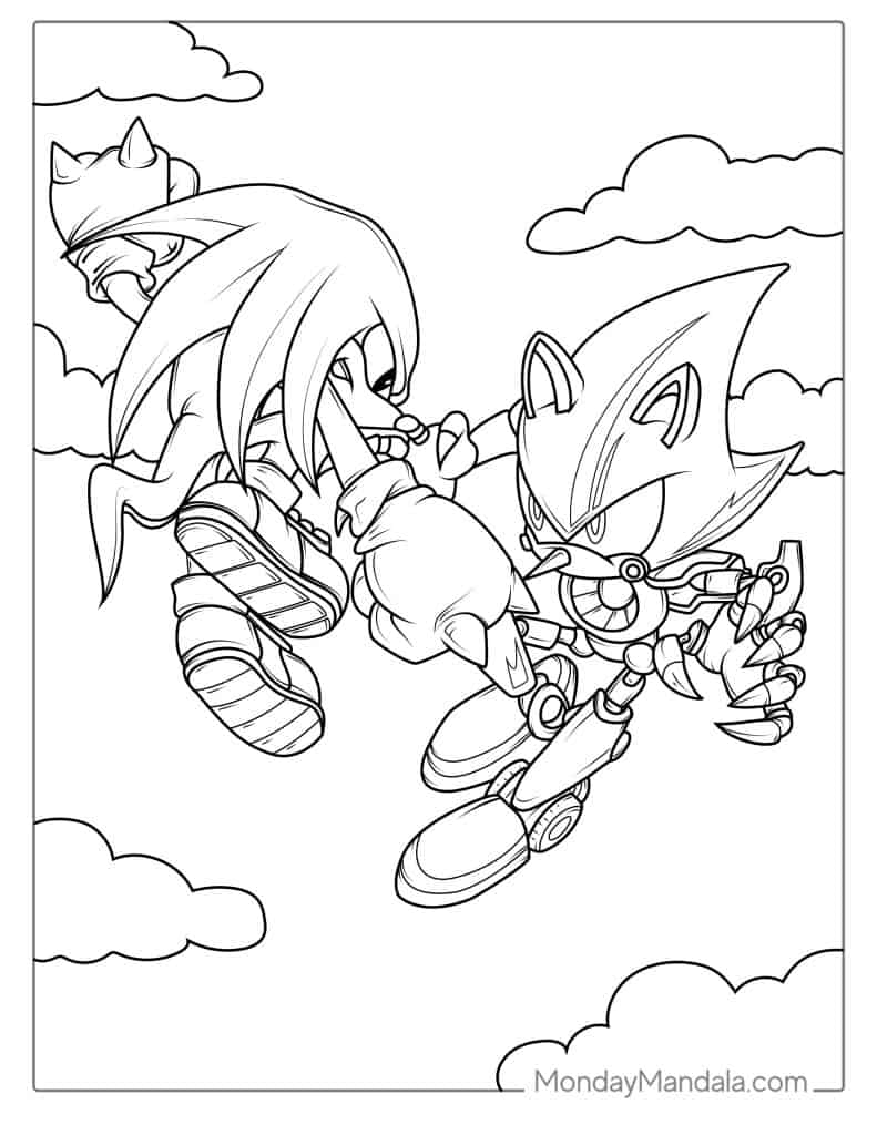 Sonic Vs Metal Sonic Coloring Page