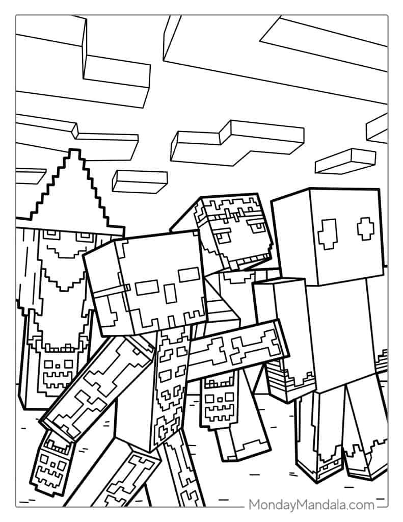 Spooky Halloween Minecraft Coloring Page