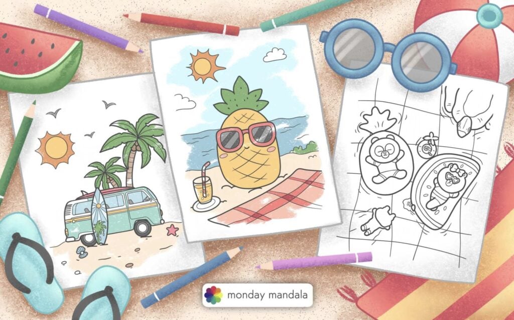 summer coloring pages featured image