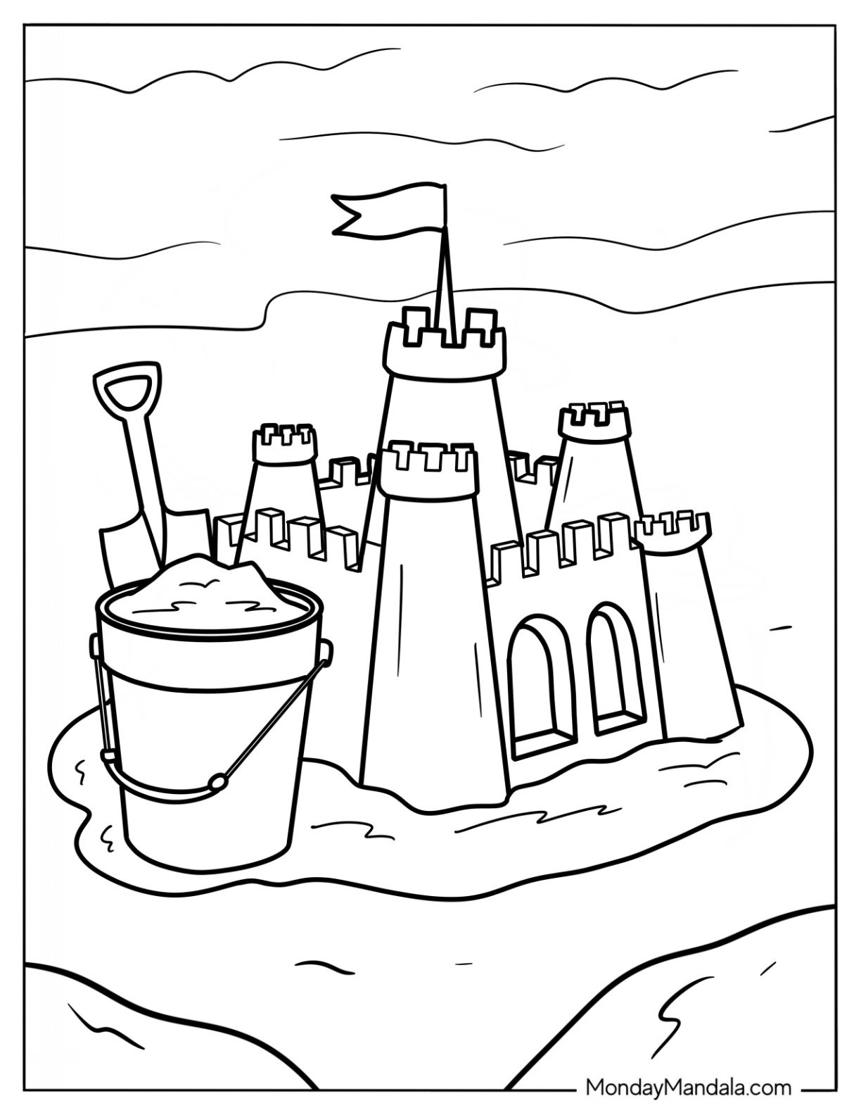 Summer Coloring Page Of Sand Castle For Kids