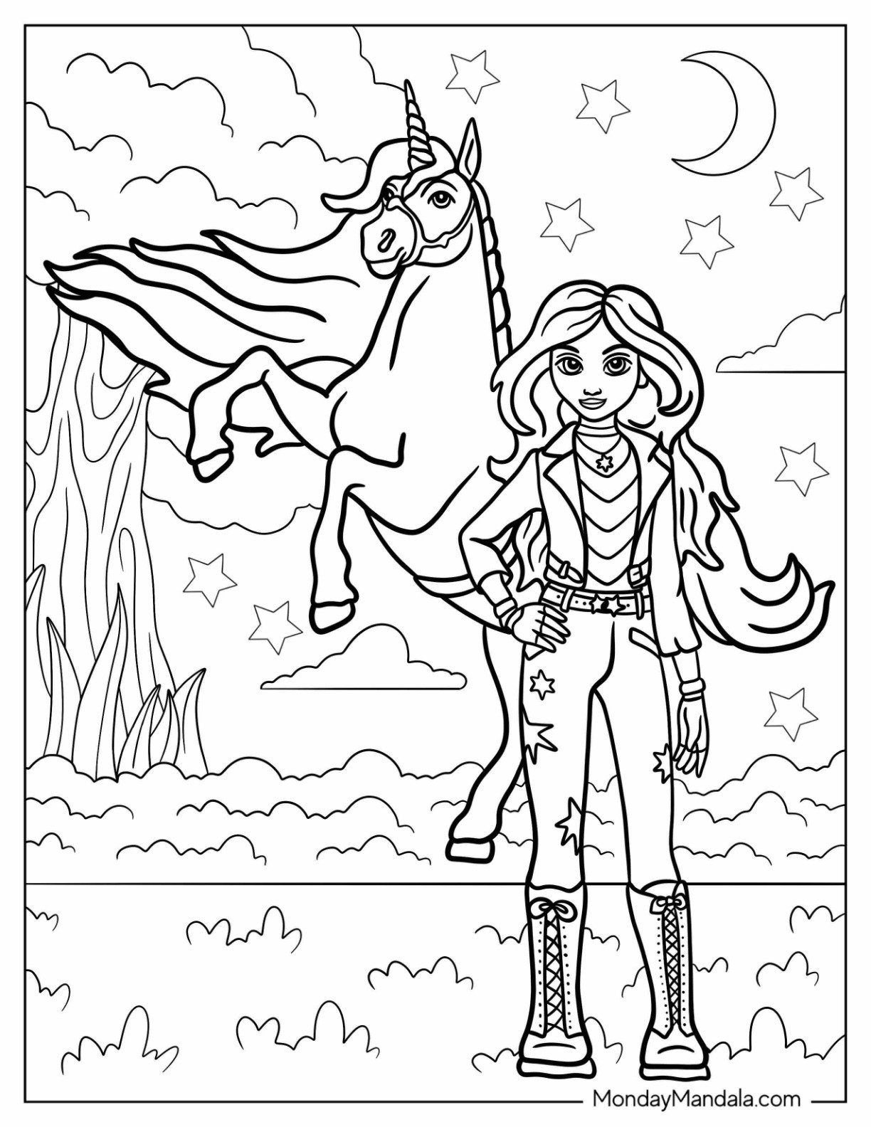 Unicorn Coloring Page Academy Sophia And Wildstar In The Forest