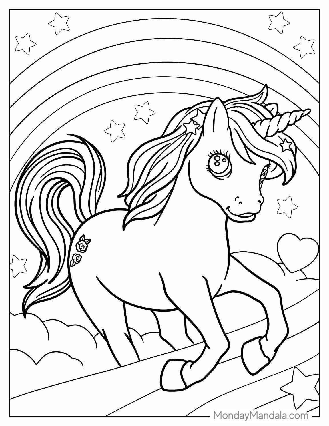 Unicorn Coloring Page For Kids