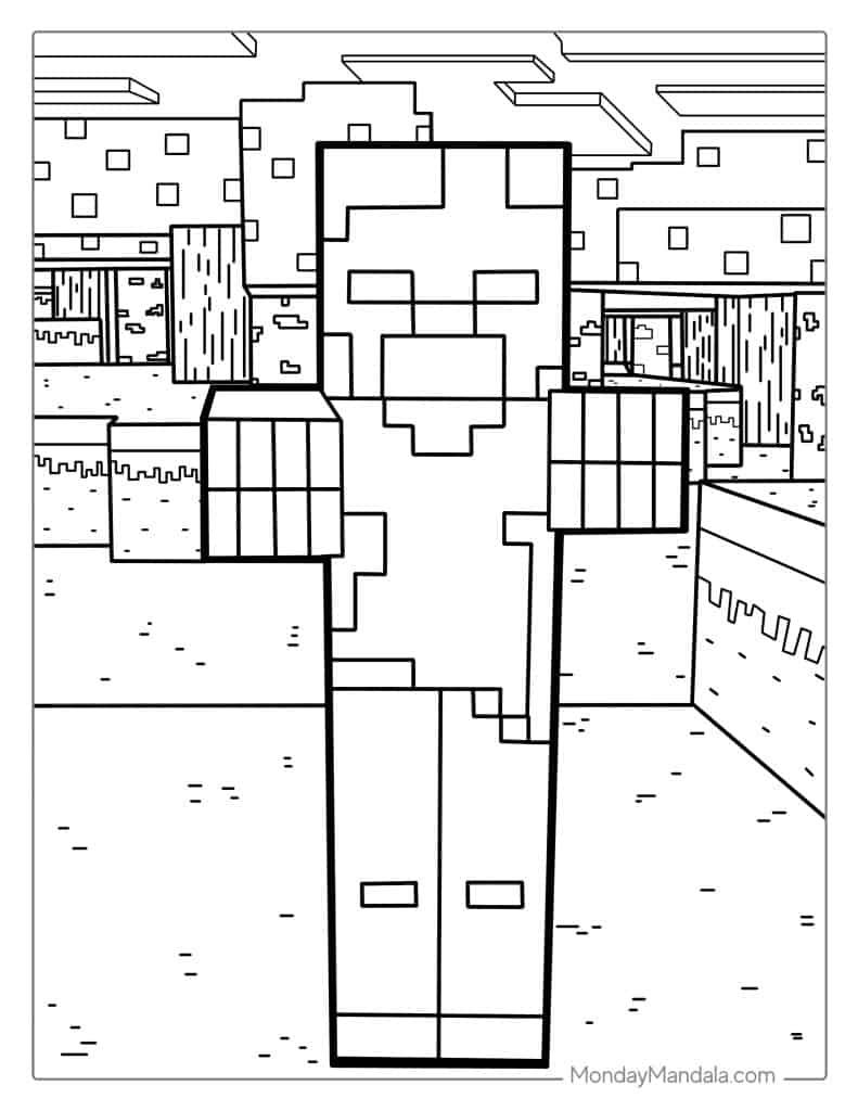 Zombie From Minecraft Coloring Sheet